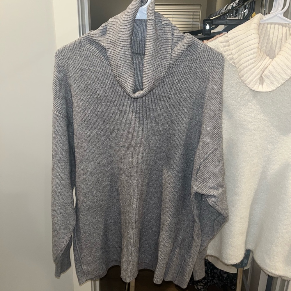 Free People Gray Cowl Neck Sweater